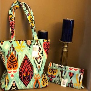Vera Bradley tote, pencil pouch, and mirror